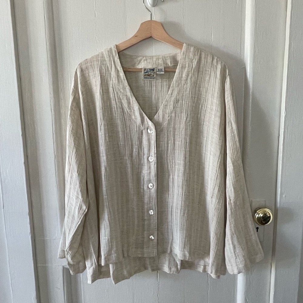Neutral Beige TravelSmith Buttondown Shirt Size L